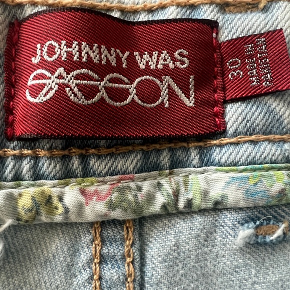 Johnny Was Sassoon Sancere Straight Leg Jean In Silver Metallic Size 30 - Picture 7 of 10